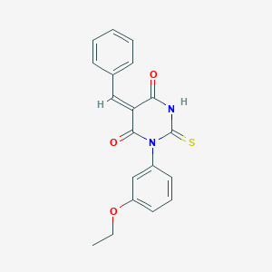 molecular formula C19H16N2O3S B5109792 5-benzylidene-1-(3-ethoxyphenyl)-2-thioxodihydro-4,6(1H,5H)-pyrimidinedione 