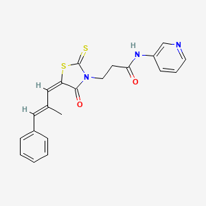 molecular formula C21H19N3O2S2 B5109800 3-[5-(2-methyl-3-phenyl-2-propen-1-ylidene)-4-oxo-2-thioxo-1,3-thiazolidin-3-yl]-N-3-pyridinylpropanamide 