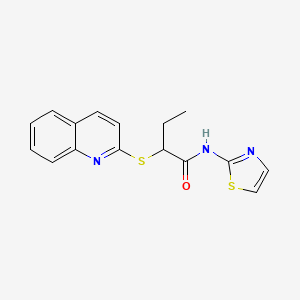 molecular formula C16H15N3OS2 B5109805 2-(2-quinolinylthio)-N-1,3-thiazol-2-ylbutanamide 