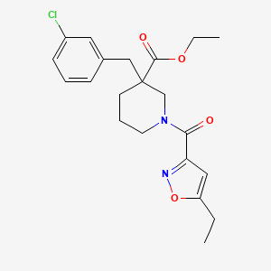 molecular formula C21H25ClN2O4 B5109806 ethyl 3-(3-chlorobenzyl)-1-[(5-ethyl-3-isoxazolyl)carbonyl]-3-piperidinecarboxylate 