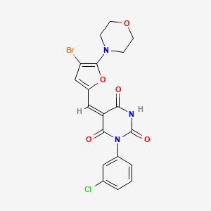 molecular formula C19H15BrClN3O5 B5109848 5-{[4-bromo-5-(4-morpholinyl)-2-furyl]methylene}-1-(3-chlorophenyl)-2,4,6(1H,3H,5H)-pyrimidinetrione 