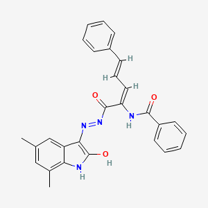 molecular formula C28H24N4O3 B5109960 N-(1-{[2-(5,7-dimethyl-2-oxo-1,2-dihydro-3H-indol-3-ylidene)hydrazino]carbonyl}-4-phenyl-1,3-butadien-1-yl)benzamide 