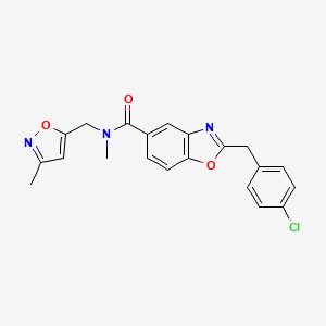 molecular formula C21H18ClN3O3 B5110019 2-(4-chlorobenzyl)-N-methyl-N-[(3-methyl-5-isoxazolyl)methyl]-1,3-benzoxazole-5-carboxamide 