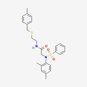 molecular formula C26H30N2O3S2 B5110119 N~2~-(2,4-dimethylphenyl)-N~1~-{2-[(4-methylbenzyl)thio]ethyl}-N~2~-(phenylsulfonyl)glycinamide 