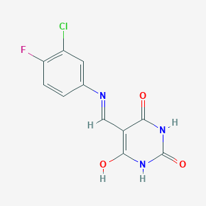 molecular formula C11H7ClFN3O3 B5110185 5-{[(3-chloro-4-fluorophenyl)amino]methylene}-2,4,6(1H,3H,5H)-pyrimidinetrione 