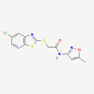 molecular formula C13H10ClN3O2S2 B5110246 2-[(5-chloro-1,3-benzothiazol-2-yl)thio]-N-(5-methyl-3-isoxazolyl)acetamide 