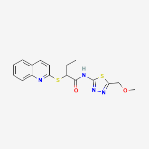 molecular formula C17H18N4O2S2 B5110285 N-[5-(methoxymethyl)-1,3,4-thiadiazol-2-yl]-2-(2-quinolinylthio)butanamide 