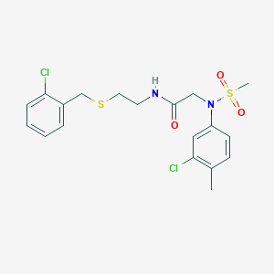 molecular formula C19H22Cl2N2O3S2 B5110396 N~1~-{2-[(2-chlorobenzyl)thio]ethyl}-N~2~-(3-chloro-4-methylphenyl)-N~2~-(methylsulfonyl)glycinamide 