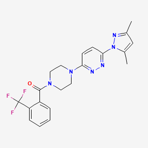 molecular formula C21H21F3N6O B5110510 3-(3,5-dimethyl-1H-pyrazol-1-yl)-6-{4-[2-(trifluoromethyl)benzoyl]-1-piperazinyl}pyridazine 