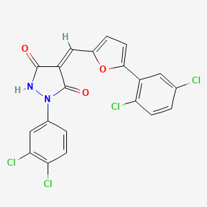 molecular formula C20H10Cl4N2O3 B5110513 1-(3,4-dichlorophenyl)-4-{[5-(2,5-dichlorophenyl)-2-furyl]methylene}-3,5-pyrazolidinedione 