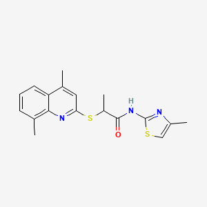 molecular formula C18H19N3OS2 B5110526 2-[(4,8-dimethyl-2-quinolinyl)thio]-N-(4-methyl-1,3-thiazol-2-yl)propanamide 