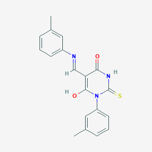 molecular formula C19H17N3O2S B5110553 1-(3-methylphenyl)-5-{[(3-methylphenyl)amino]methylene}-2-thioxodihydro-4,6(1H,5H)-pyrimidinedione 