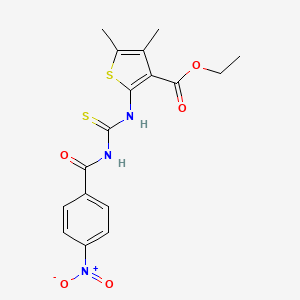 molecular formula C17H17N3O5S2 B5110641 ethyl 4,5-dimethyl-2-({[(4-nitrobenzoyl)amino]carbonothioyl}amino)-3-thiophenecarboxylate 