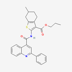 molecular formula C29H28N2O3S B5110712 propyl 6-methyl-2-{[(2-phenyl-4-quinolinyl)carbonyl]amino}-4,5,6,7-tetrahydro-1-benzothiophene-3-carboxylate 