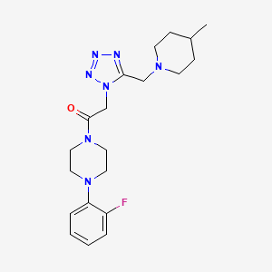 molecular formula C20H28FN7O B5110735 1-(2-fluorophenyl)-4-({5-[(4-methyl-1-piperidinyl)methyl]-1H-tetrazol-1-yl}acetyl)piperazine 