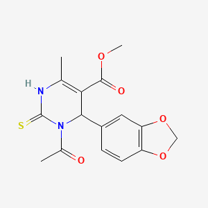molecular formula C16H16N2O5S B5110794 methyl 3-acetyl-4-(1,3-benzodioxol-5-yl)-6-methyl-2-thioxo-1,2,3,4-tetrahydro-5-pyrimidinecarboxylate 