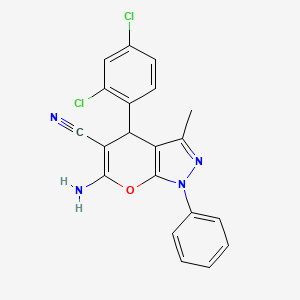 6-amino-4-(2,4-dichlorophenyl)-3-methyl-1-phenyl-1,4-dihydropyrano[2,3-c]pyrazole-5-carbonitrile