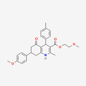 molecular formula C28H31NO5 B5110826 2-methoxyethyl 7-(4-methoxyphenyl)-2-methyl-4-(4-methylphenyl)-5-oxo-1,4,5,6,7,8-hexahydro-3-quinolinecarboxylate 