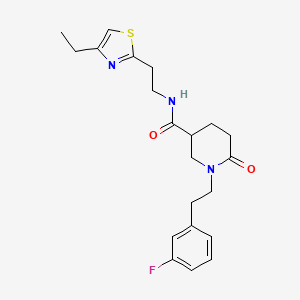 molecular formula C21H26FN3O2S B5110863 N-[2-(4-ethyl-1,3-thiazol-2-yl)ethyl]-1-[2-(3-fluorophenyl)ethyl]-6-oxo-3-piperidinecarboxamide 