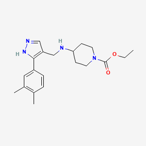 molecular formula C20H28N4O2 B5110864 ethyl 4-({[3-(3,4-dimethylphenyl)-1H-pyrazol-4-yl]methyl}amino)-1-piperidinecarboxylate 