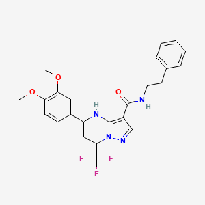 molecular formula C24H25F3N4O3 B5110904 5-(3,4-dimethoxyphenyl)-N-(2-phenylethyl)-7-(trifluoromethyl)-4,5,6,7-tetrahydropyrazolo[1,5-a]pyrimidine-3-carboxamide 