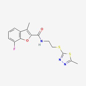 molecular formula C15H14FN3O2S2 B5110929 7-fluoro-3-methyl-N-{2-[(5-methyl-1,3,4-thiadiazol-2-yl)thio]ethyl}-1-benzofuran-2-carboxamide 