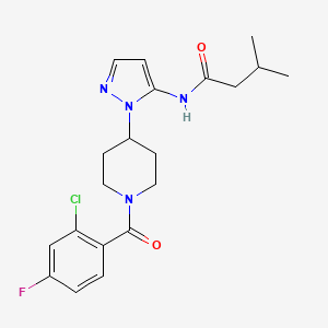 molecular formula C20H24ClFN4O2 B5110965 N-{1-[1-(2-chloro-4-fluorobenzoyl)-4-piperidinyl]-1H-pyrazol-5-yl}-3-methylbutanamide 