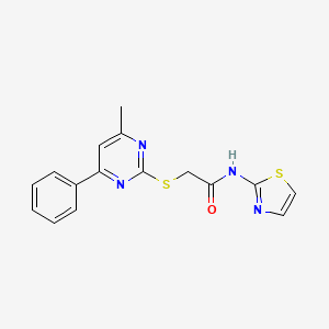 molecular formula C16H14N4OS2 B5110994 2-[(4-methyl-6-phenyl-2-pyrimidinyl)thio]-N-1,3-thiazol-2-ylacetamide 