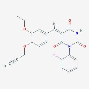 molecular formula C22H17FN2O5 B5111091 5-[3-ethoxy-4-(2-propyn-1-yloxy)benzylidene]-1-(2-fluorophenyl)-2,4,6(1H,3H,5H)-pyrimidinetrione 