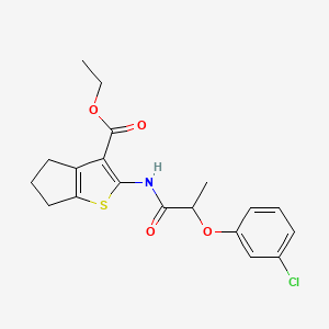 molecular formula C19H20ClNO4S B5111144 ethyl 2-{[2-(3-chlorophenoxy)propanoyl]amino}-5,6-dihydro-4H-cyclopenta[b]thiophene-3-carboxylate 