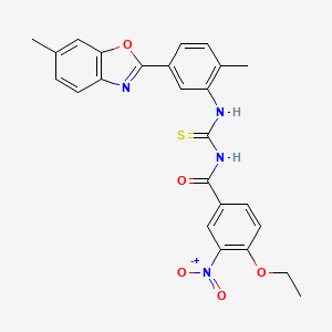 4-ethoxy-N-({[2-methyl-5-(6-methyl-1,3-benzoxazol-2-yl)phenyl]amino}carbonothioyl)-3-nitrobenzamide