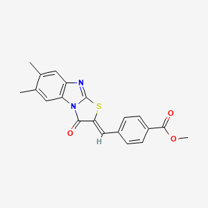 molecular formula C20H16N2O3S B5111201 methyl 4-[(6,7-dimethyl-3-oxo[1,3]thiazolo[3,2-a]benzimidazol-2(3H)-ylidene)methyl]benzoate 