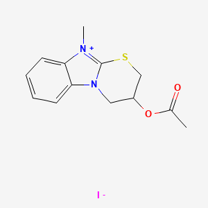 3-(acetyloxy)-10-methyl-3,4-dihydro-2H-[1,3]thiazino[3,2-a]benzimidazol-10-ium iodide