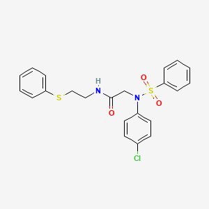 molecular formula C22H21ClN2O3S2 B5111246 N~2~-(4-chlorophenyl)-N~2~-(phenylsulfonyl)-N~1~-[2-(phenylthio)ethyl]glycinamide 