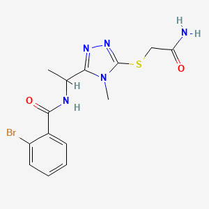 molecular formula C14H16BrN5O2S B5111260 N-(1-{5-[(2-amino-2-oxoethyl)thio]-4-methyl-4H-1,2,4-triazol-3-yl}ethyl)-2-bromobenzamide 