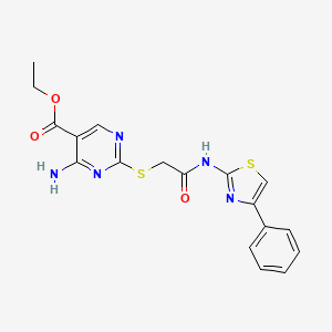 molecular formula C18H17N5O3S2 B5111293 ethyl 4-amino-2-({2-oxo-2-[(4-phenyl-1,3-thiazol-2-yl)amino]ethyl}thio)-5-pyrimidinecarboxylate 