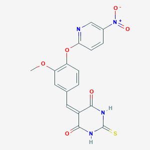 molecular formula C17H12N4O6S B5111295 5-{3-methoxy-4-[(5-nitro-2-pyridinyl)oxy]benzylidene}-2-thioxodihydro-4,6(1H,5H)-pyrimidinedione 