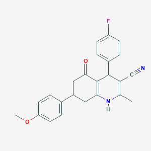molecular formula C24H21FN2O2 B5111298 4-(4-fluorophenyl)-7-(4-methoxyphenyl)-2-methyl-5-oxo-1,4,5,6,7,8-hexahydro-3-quinolinecarbonitrile 