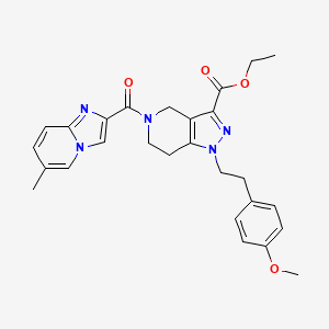 molecular formula C27H29N5O4 B5111417 ethyl 1-[2-(4-methoxyphenyl)ethyl]-5-[(6-methylimidazo[1,2-a]pyridin-2-yl)carbonyl]-4,5,6,7-tetrahydro-1H-pyrazolo[4,3-c]pyridine-3-carboxylate 