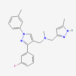 molecular formula C23H24FN5 B5111424 1-[3-(3-fluorophenyl)-1-(3-methylphenyl)-1H-pyrazol-4-yl]-N-methyl-N-[(5-methyl-1H-pyrazol-3-yl)methyl]methanamine 