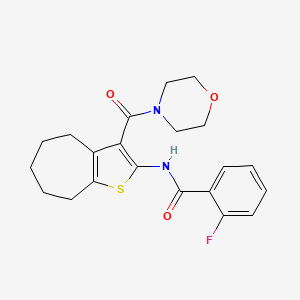 molecular formula C21H23FN2O3S B5111438 2-fluoro-N-[3-(4-morpholinylcarbonyl)-5,6,7,8-tetrahydro-4H-cyclohepta[b]thien-2-yl]benzamide 