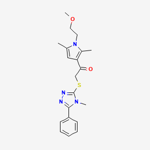 molecular formula C20H24N4O2S B5111476 1-[1-(2-methoxyethyl)-2,5-dimethyl-1H-pyrrol-3-yl]-2-[(4-methyl-5-phenyl-4H-1,2,4-triazol-3-yl)thio]ethanone 