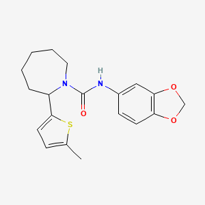 molecular formula C19H22N2O3S B5111491 N-1,3-benzodioxol-5-yl-2-(5-methyl-2-thienyl)-1-azepanecarboxamide 