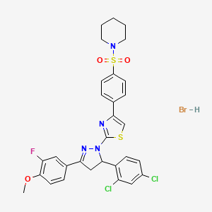 molecular formula C30H28BrCl2FN4O3S2 B5111506 1-[(4-{2-[5-(2,4-dichlorophenyl)-3-(3-fluoro-4-methoxyphenyl)-4,5-dihydro-1H-pyrazol-1-yl]-1,3-thiazol-4-yl}phenyl)sulfonyl]piperidine hydrobromide 