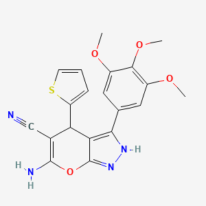 molecular formula C20H18N4O4S B5111526 6-amino-4-(2-thienyl)-3-(3,4,5-trimethoxyphenyl)-1,4-dihydropyrano[2,3-c]pyrazole-5-carbonitrile 