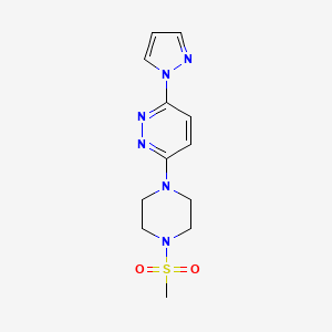 molecular formula C12H16N6O2S B5111538 3-[4-(methylsulfonyl)-1-piperazinyl]-6-(1H-pyrazol-1-yl)pyridazine 