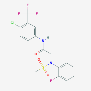 molecular formula C16H13ClF4N2O3S B5111542 N~1~-[4-chloro-3-(trifluoromethyl)phenyl]-N~2~-(2-fluorophenyl)-N~2~-(methylsulfonyl)glycinamide 