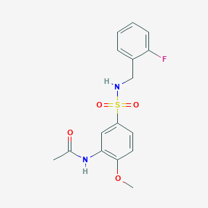 molecular formula C16H17FN2O4S B5111559 N-(5-{[(2-fluorobenzyl)amino]sulfonyl}-2-methoxyphenyl)acetamide 