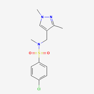 molecular formula C13H16ClN3O2S B5111572 4-chloro-N-[(1,3-dimethyl-1H-pyrazol-4-yl)methyl]-N-methylbenzenesulfonamide 