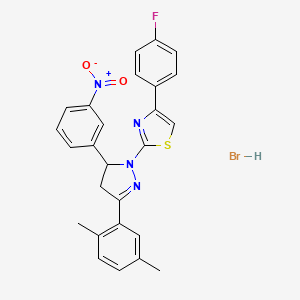 2-[3-(2,5-dimethylphenyl)-5-(3-nitrophenyl)-4,5-dihydro-1H-pyrazol-1-yl]-4-(4-fluorophenyl)-1,3-thiazole hydrobromide